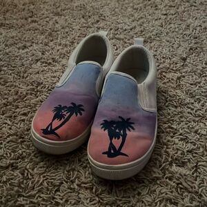 Girls Size 2 Hand Painted Canvas Shoes.